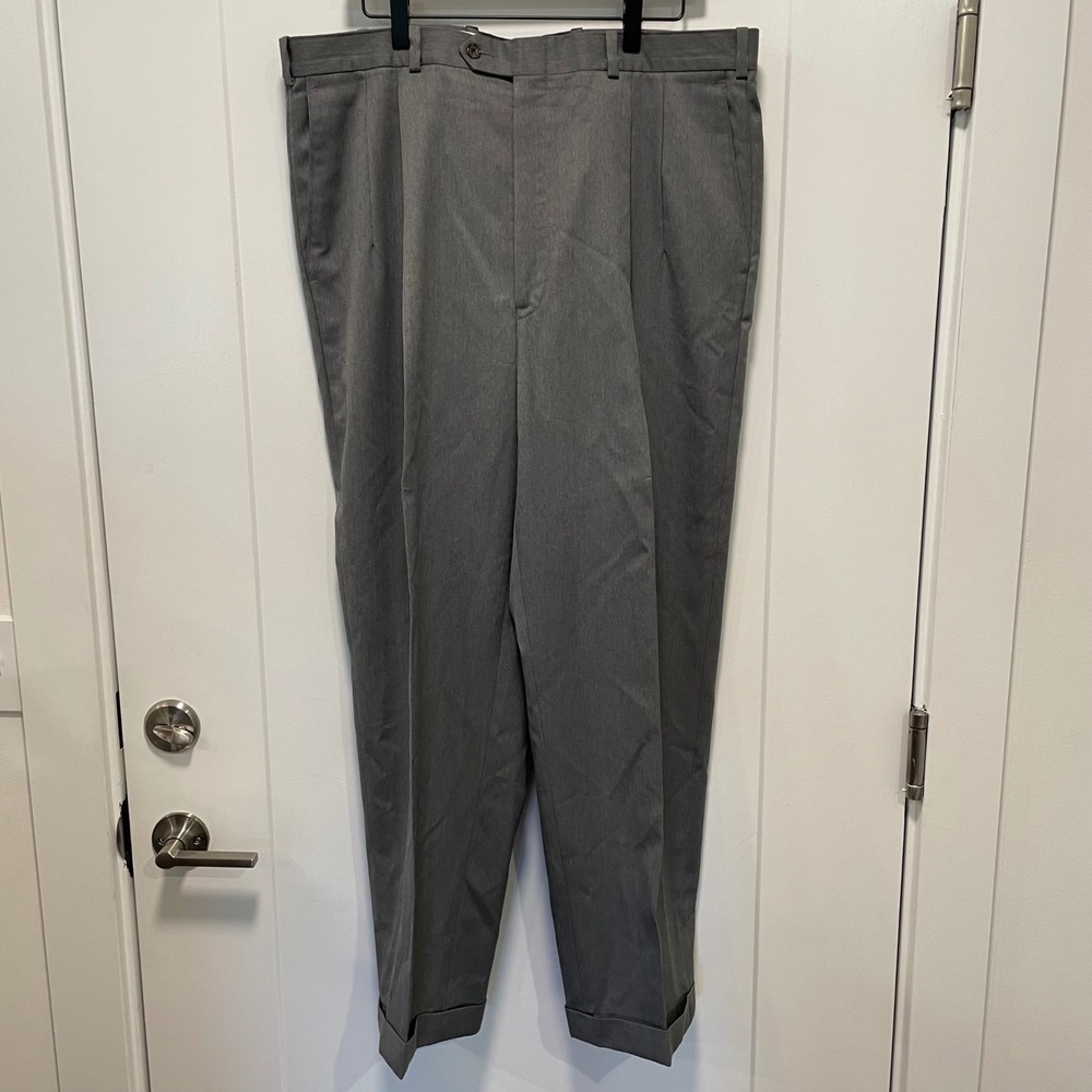 JB Britches Nordstrom Mens Grey 100% Virgin Wool Pleated Cuffed Dress Pants 38